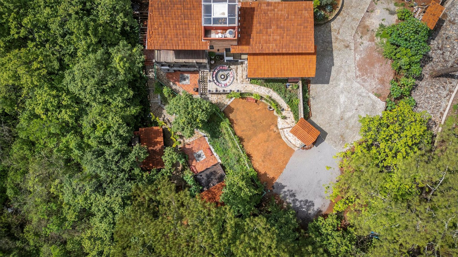 Vista aérea de Finca Mamatina con la ubicación de cada cabaña