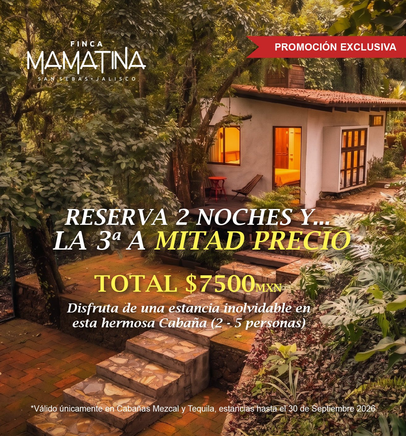 Promoción: reserva 2 noches y la 3ª a mitad de precio